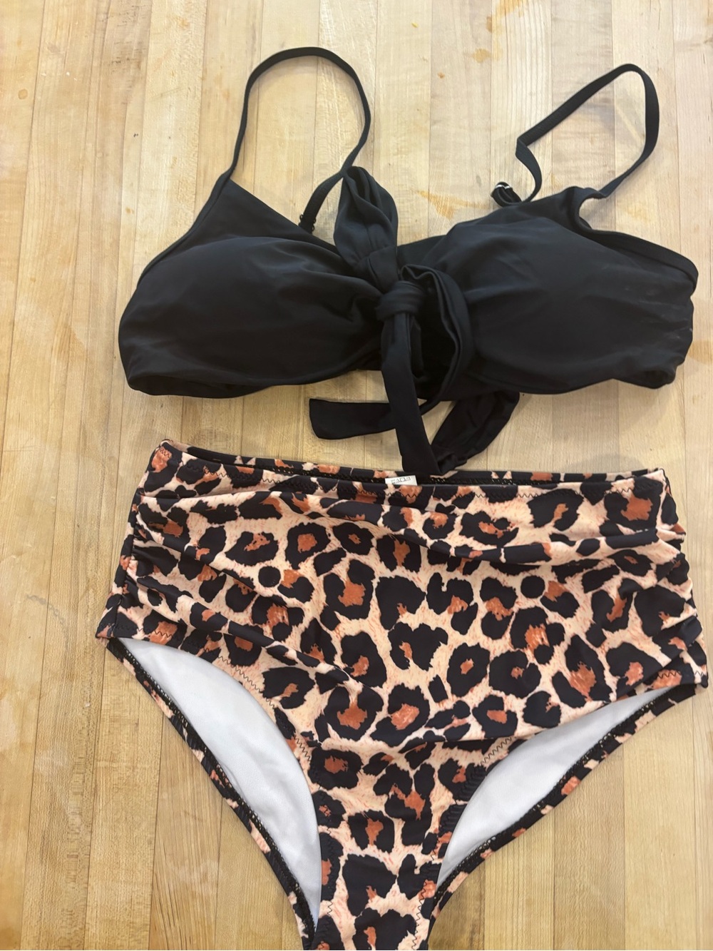SUUKSESS High-Waisted Leopard Print Bikini Set – Size Medium